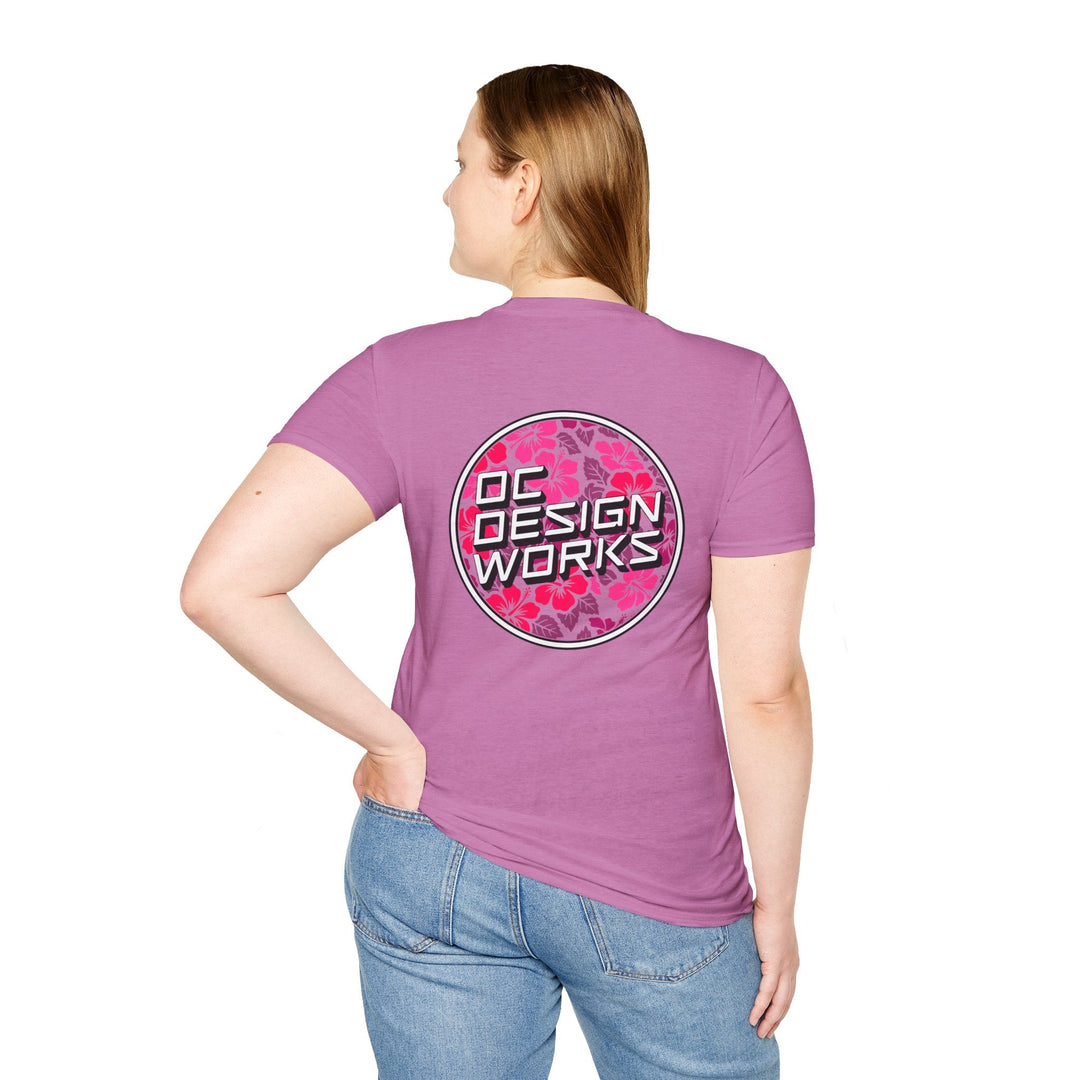 Heritage T-Shirt — Rose Hibiscus Logo - T-Shirt - Heather Radiant Orchid - OC Designworks
