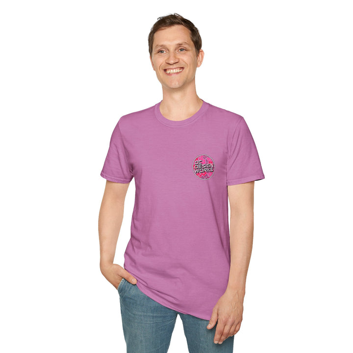 Heritage T-Shirt — Rose Hibiscus Logo - T-Shirt - Heather Radiant Orchid - OC Designworks