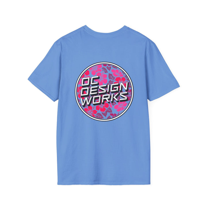 Heritage T-Shirt — Rose Hibiscus Logo - T-Shirt - Carolina Blue - OC Designworks