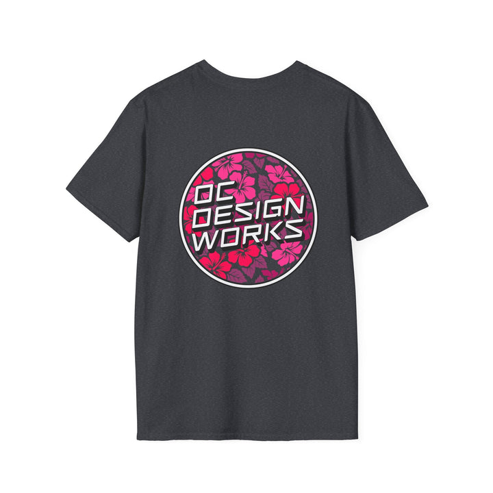 Heritage T-Shirt — Rose Hibiscus Logo - T-Shirt - Dark Heather Grey - OC Designworks