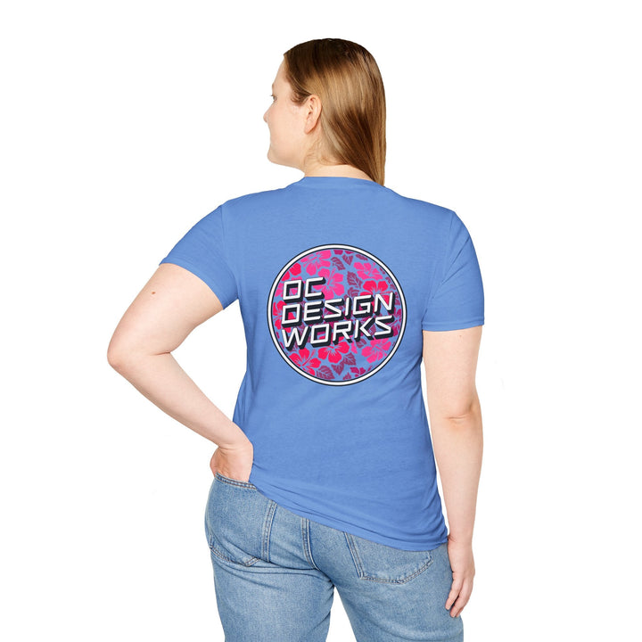 Heritage T-Shirt — Rose Hibiscus Logo - T-Shirt - Carolina Blue - OC Designworks