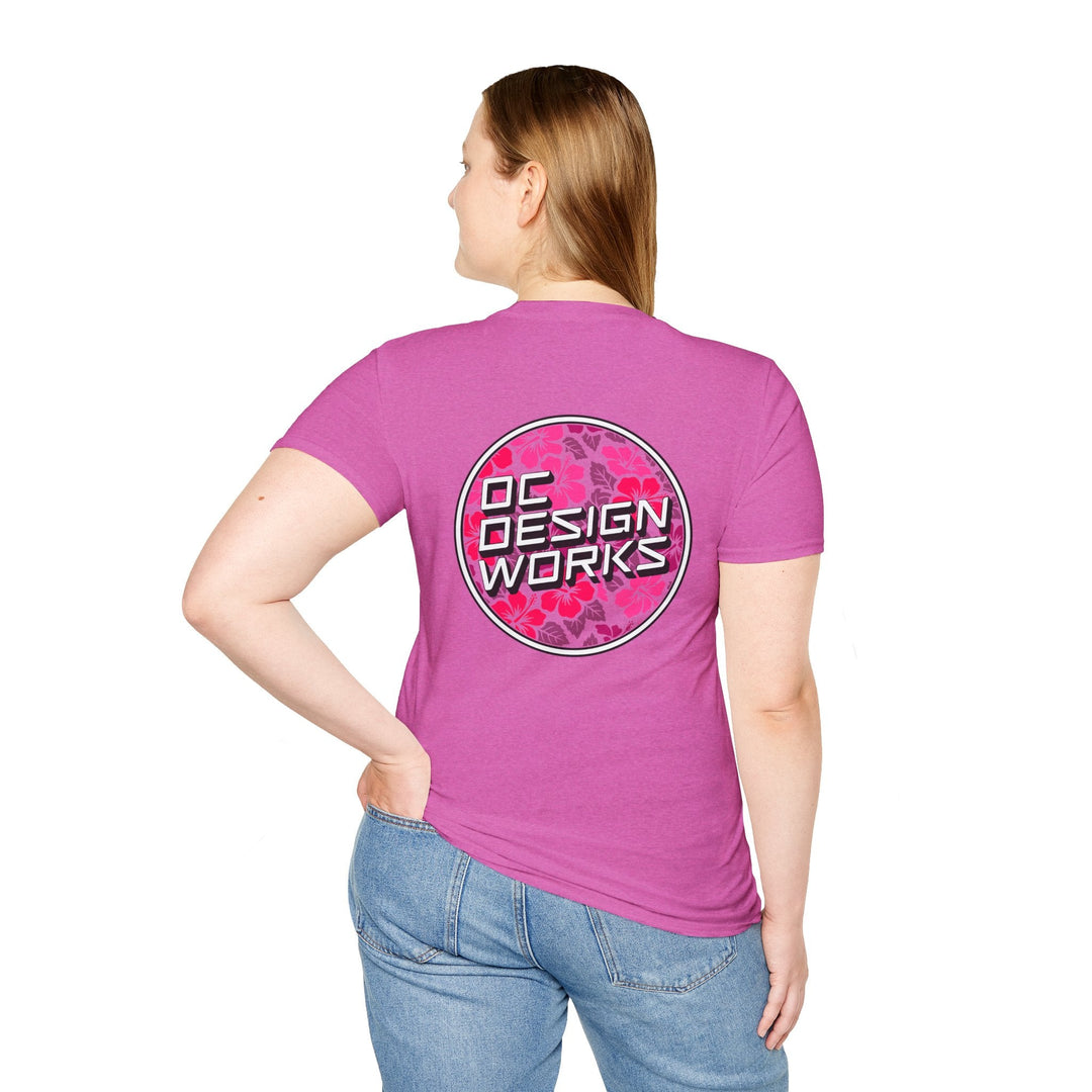 Heritage T-Shirt — Rose Hibiscus Logo - T-Shirt - Heather Berry - OC Designworks