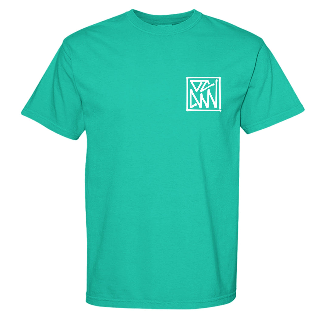 Heritage T-Shirt — White Framed Shuji Logo - T-Shirt - Island Green - OC Designworks
