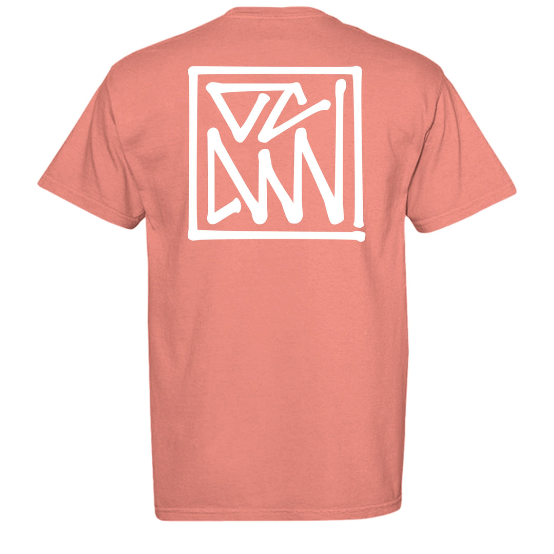 Heritage T-Shirt — White Framed Shuji Logo - T-Shirt - BRIGHT SALMON - OC Designworks