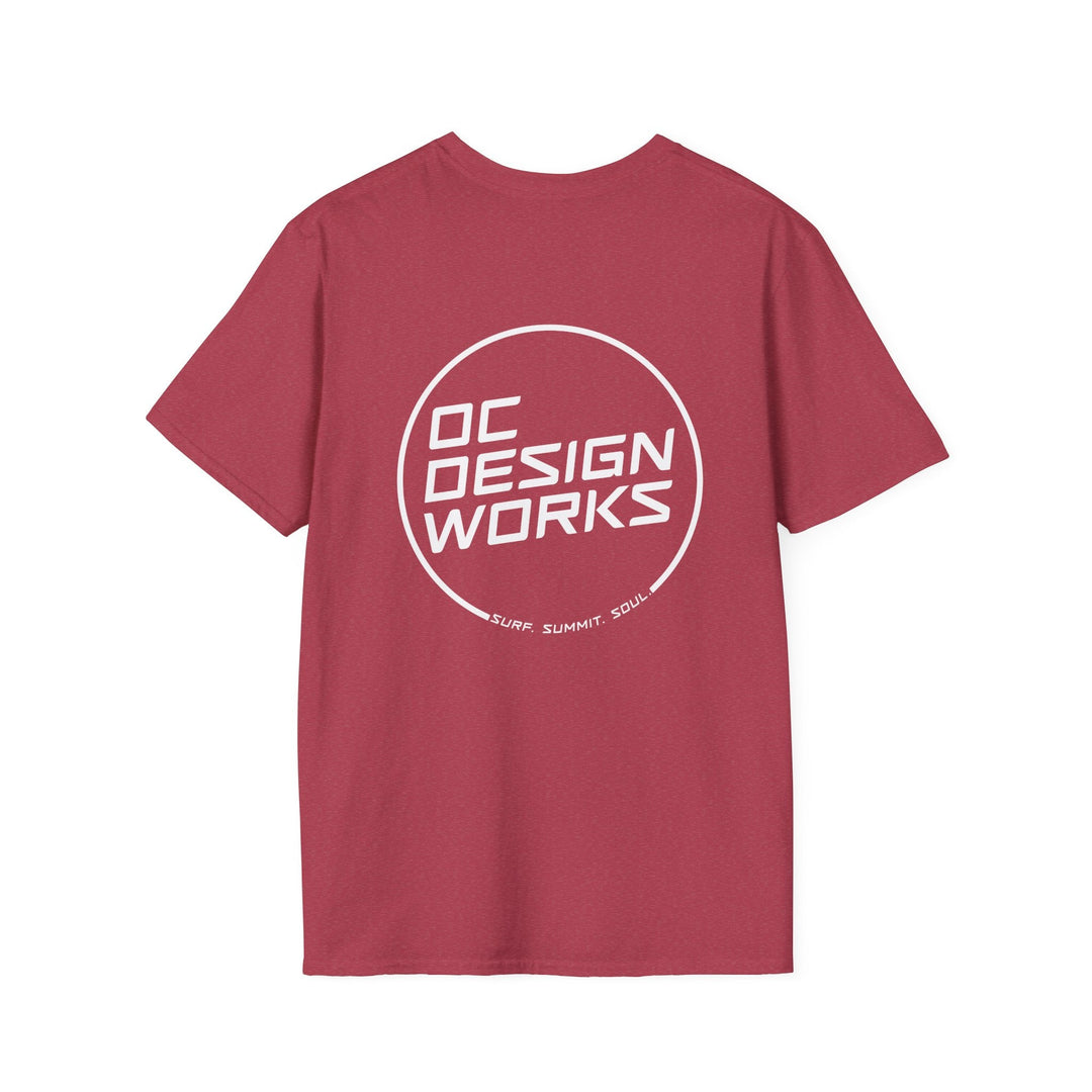 Heritage T-Shirt — White Line Logo - T-Shirt - Heather Cardinal - OC Designworks
