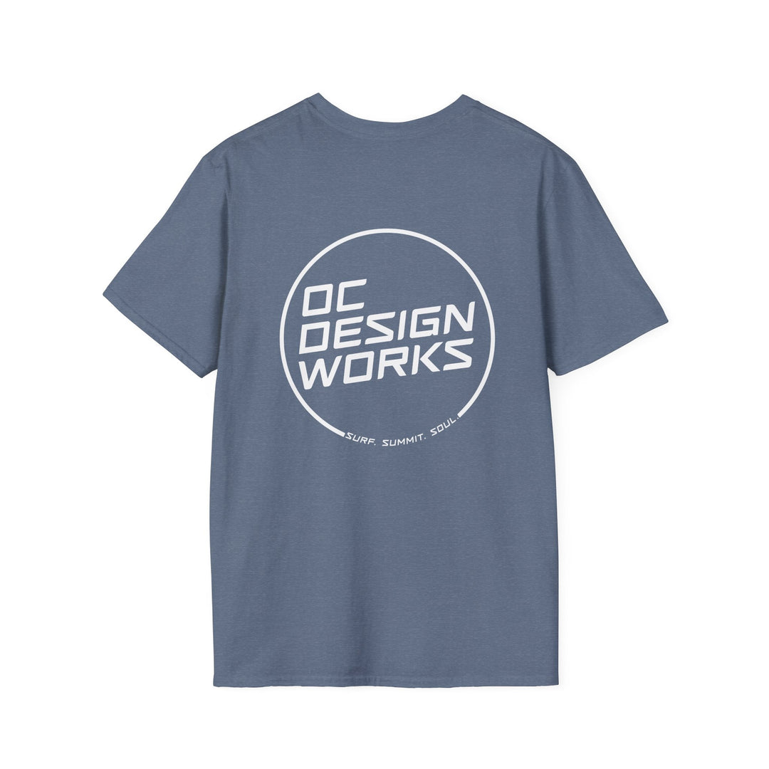 Heritage T-Shirt — White Line Logo - T-Shirt - Heather Indigo - OC Designworks