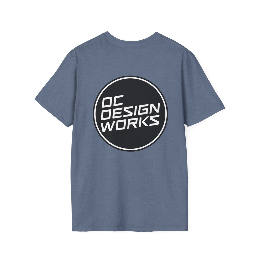 Heritage T-Shirt — White Logo - T-Shirt - Heather Indigo - OC Designworks