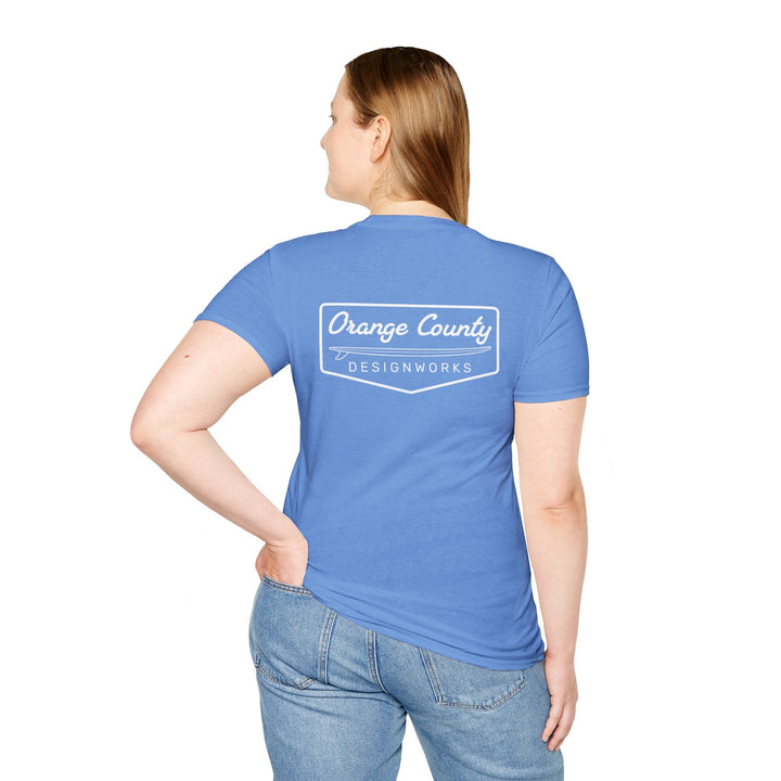 Heritage T-Shirt — White Vintage Surf Logo - T-Shirt - Carolina Blue - OC Designworks