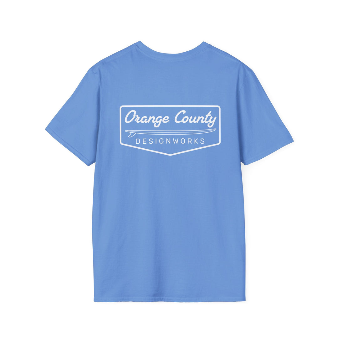 Heritage T-Shirt — White Vintage Surf Logo - T-Shirt - Carolina Blue - OC Designworks