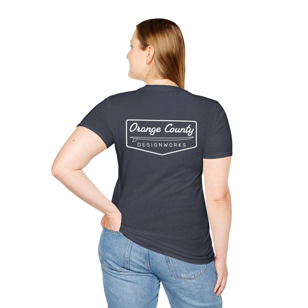 Heritage T-Shirt — White Vintage Surf Logo - T-Shirt - Heather Navy - OC Designworks