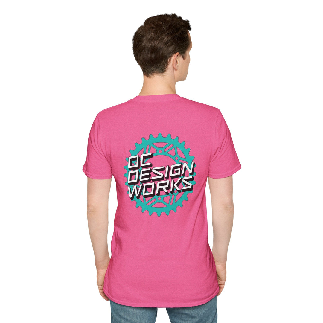 Heritage T‑Shirt — Teal Gear Logo - T-Shirt - Heather Heliconia - OC Designworks