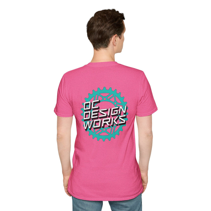 Heritage T‑Shirt — Teal Gear Logo - T-Shirt - Heather Heliconia - OC Designworks