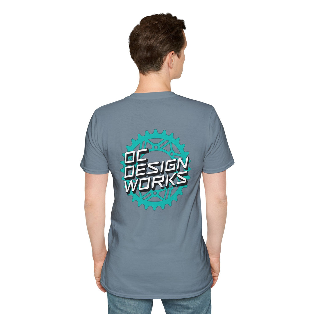 Heritage T‑Shirt — Teal Gear Logo - T-Shirt - Stone Blue - OC Designworks