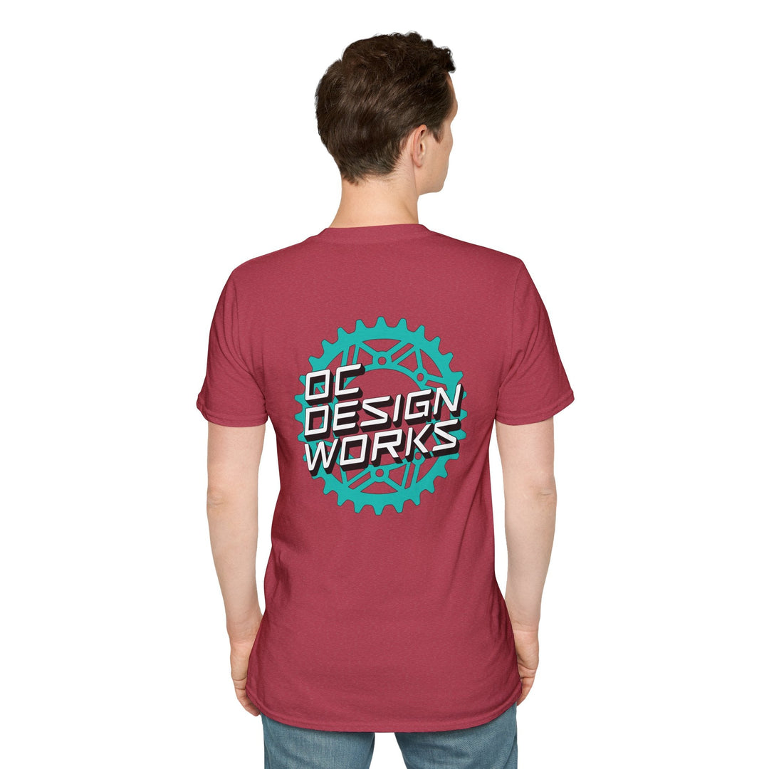 Heritage T‑Shirt — Teal Gear Logo - T-Shirt - Heather Cardinal - OC Designworks