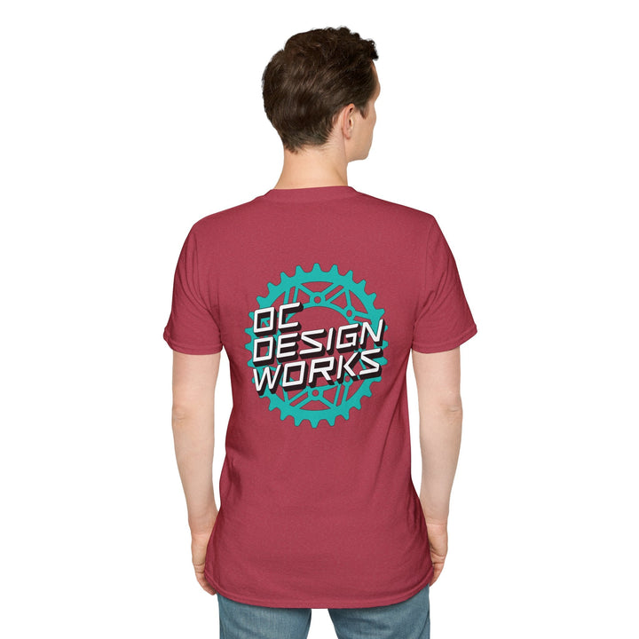 Heritage T‑Shirt — Teal Gear Logo - T-Shirt - Heather Cardinal - OC Designworks