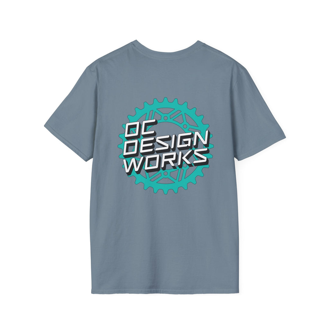 Heritage T‑Shirt — Teal Gear Logo - T-Shirt - Stone Blue - OC Designworks