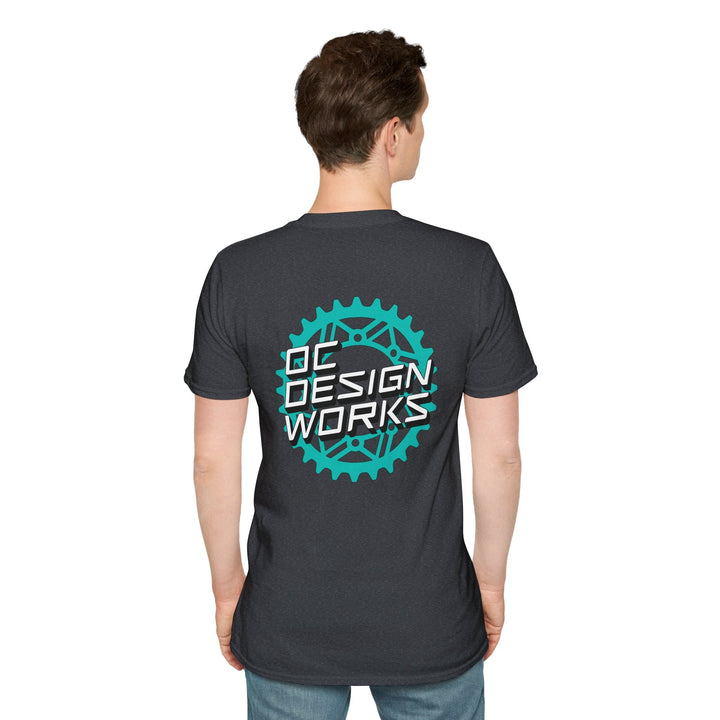 Heritage T‑Shirt — Teal Gear Logo - T-Shirt - Dark Heather Grey - OC Designworks