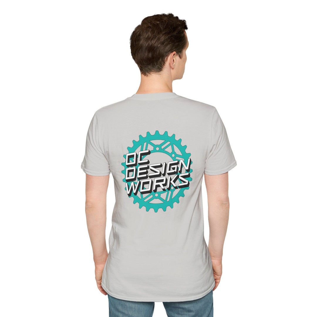 Heritage T‑Shirt — Teal Gear Logo - T-Shirt - Ice Grey - OC Designworks