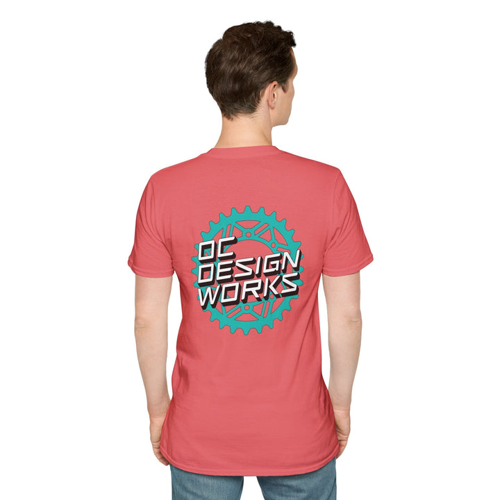 Heritage T‑Shirt — Teal Gear Logo - T-Shirt - Coral Silk - OC Designworks