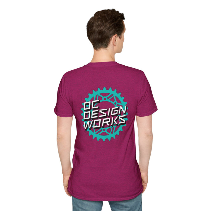 Heritage T‑Shirt — Teal Gear Logo - T-Shirt - Antique Heliconia - OC Designworks