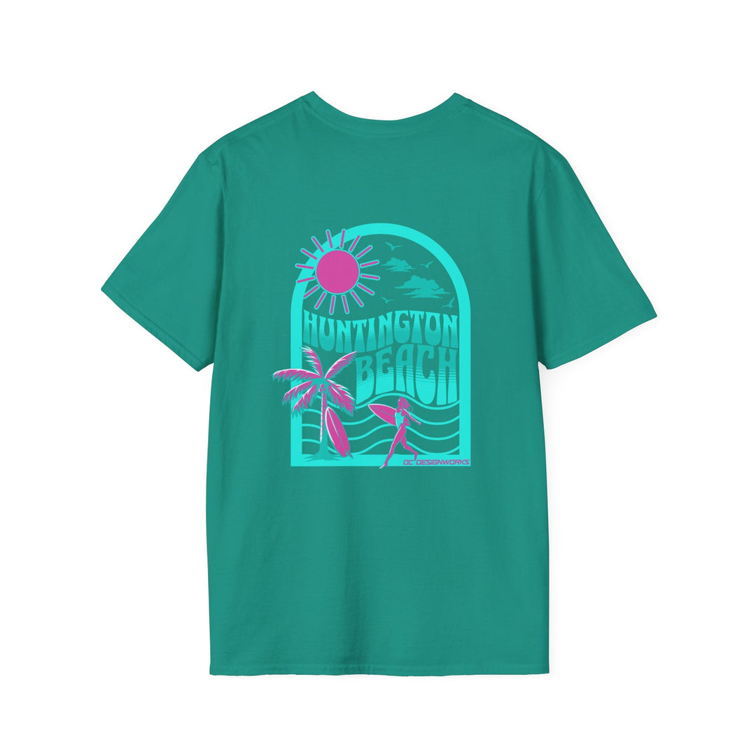 Huntington Beach California Retro Surf T-Shirt - Teal - T-Shirt - Jade Dome - OC Designworks