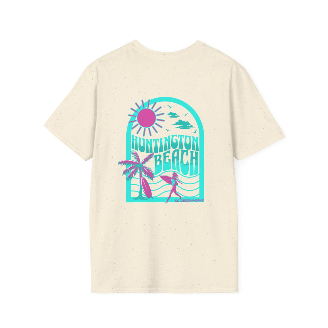Huntington Beach California Retro Surf T-Shirt - Teal - T-Shirt - Natural - OC Designworks