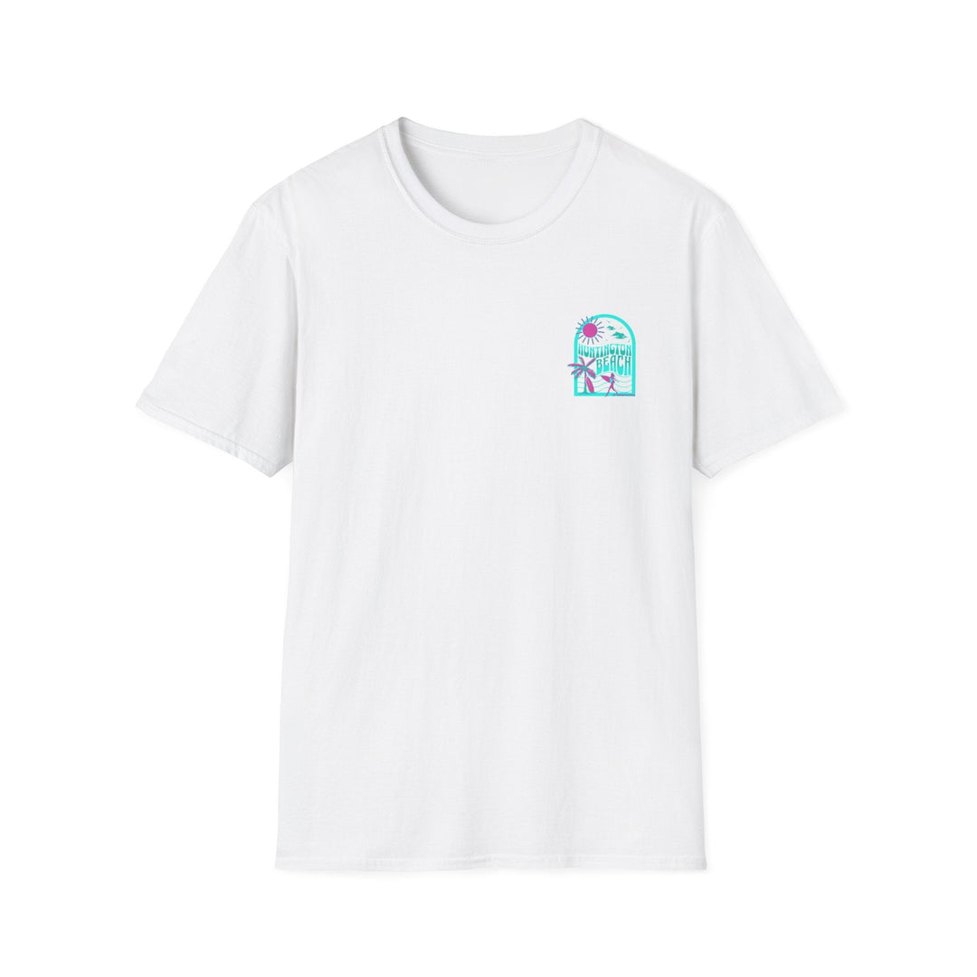 Huntington Beach California Retro Surf T-Shirt - Teal - T-Shirt - White - OC Designworks