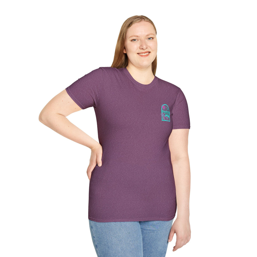 Huntington Beach California Retro Surf T-Shirt - Teal - T-Shirt - Heather Purple - OC Designworks