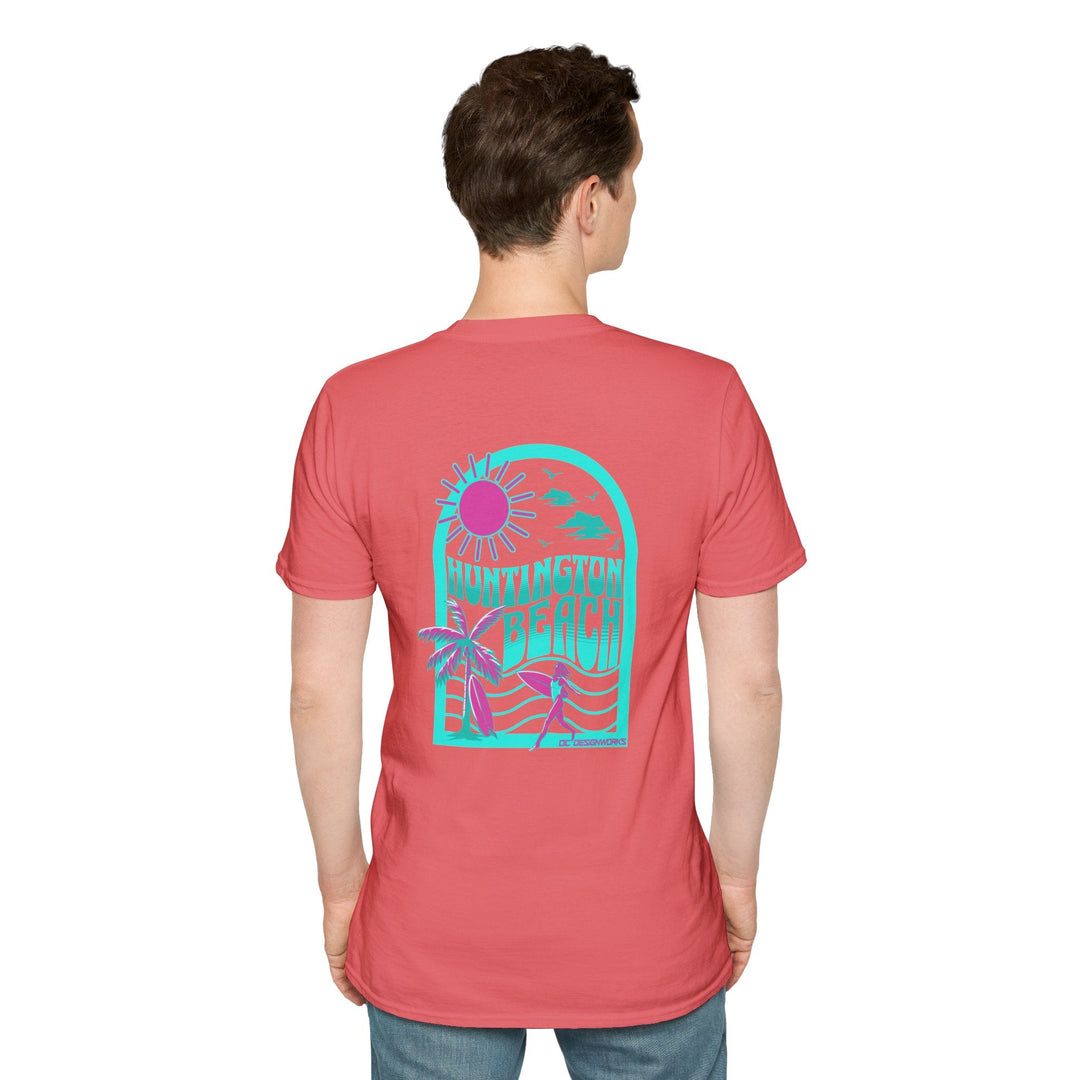 Huntington Beach California Retro Surf T-Shirt - Teal - T-Shirt - Coral Silk - OC Designworks