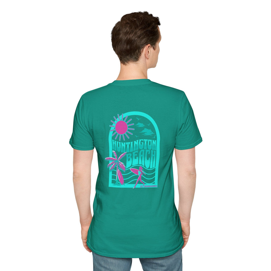 Huntington Beach California Retro Surf T-Shirt - Teal - T-Shirt - Jade Dome - OC Designworks
