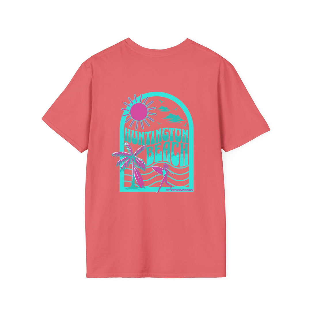 Huntington Beach California Retro Surf T-Shirt - Teal - T-Shirt - Coral Silk - OC Designworks