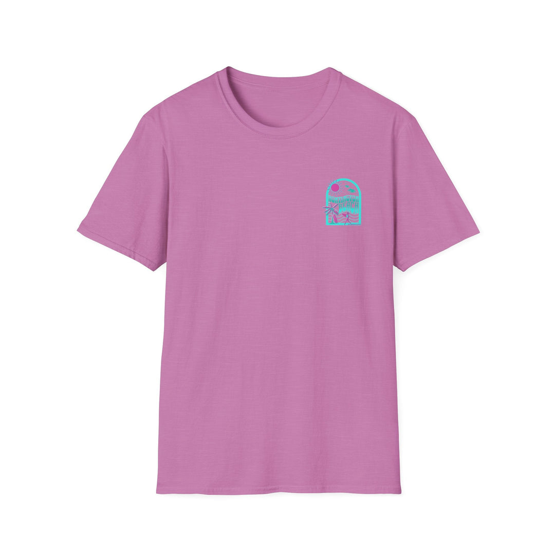 Huntington Beach California Retro Surf T-Shirt - Teal - T-Shirt - Heather Radiant Orchid - OC Designworks