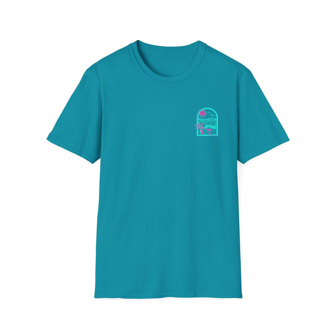 Huntington Beach California Retro Surf T-Shirt - Teal - T-Shirt - Tropical Blue - OC Designworks