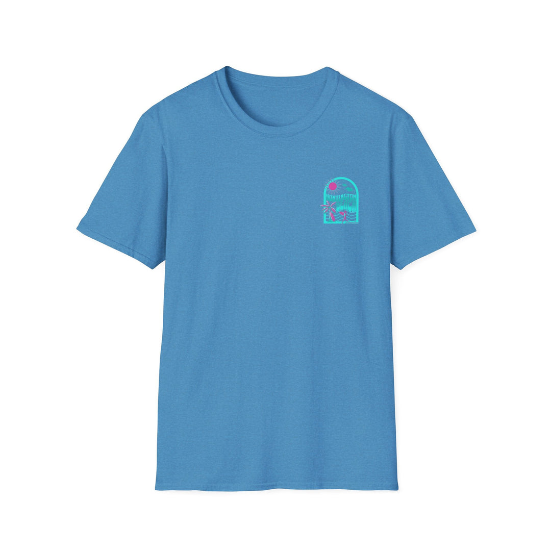 Huntington Beach California Retro Surf T-Shirt - Teal - T-Shirt - Heather Sapphire - OC Designworks
