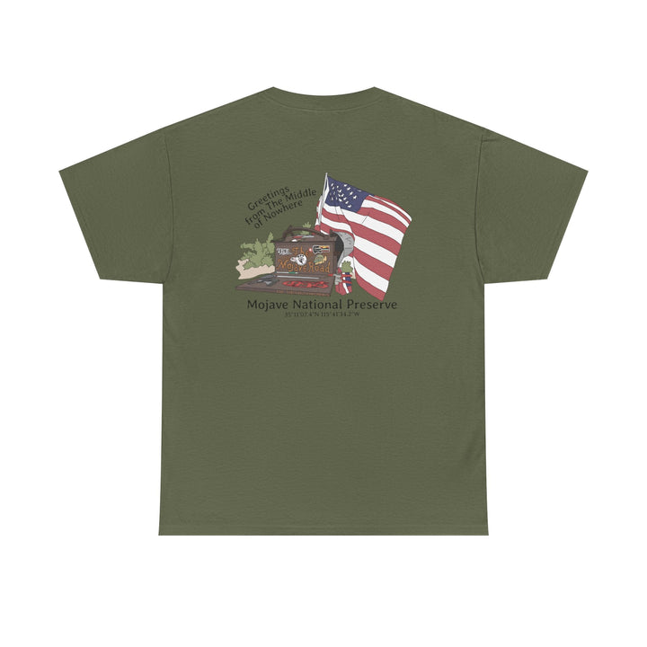 Mojave Mailbox T‑Shirt — Greetings from the Middle of Nowhere! - T-Shirt - Military Green - OC Designworks