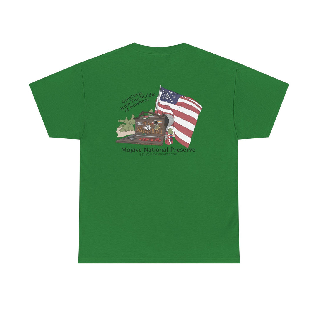 Mojave Mailbox T‑Shirt — Greetings from the Middle of Nowhere! - T-Shirt - Turf Green - OC Designworks