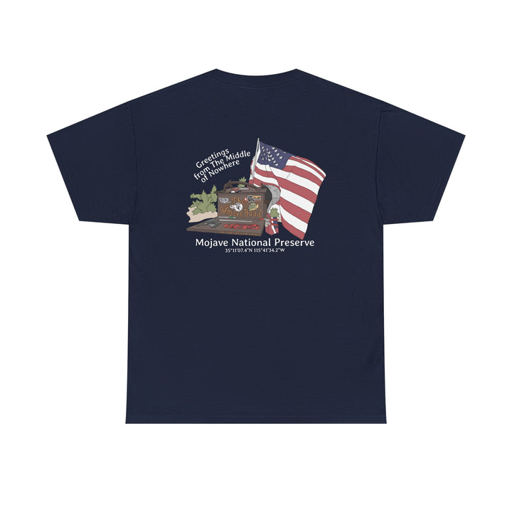 Mojave Mailbox T‑Shirt — Greetings from the Middle of Nowhere! - T-Shirt - Navy - OC Designworks