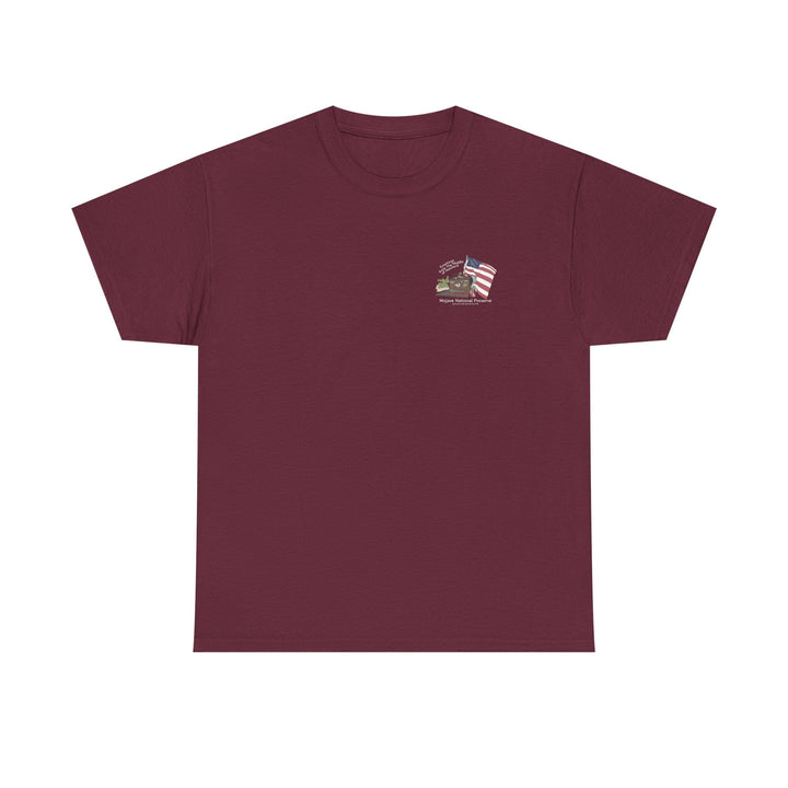 Mojave Mailbox T‑Shirt — Greetings from the Middle of Nowhere! - T-Shirt - Maroon - OC Designworks