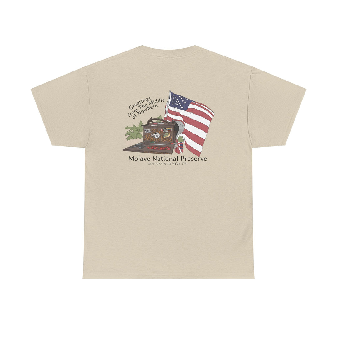 Mojave Mailbox T‑Shirt — Greetings from the Middle of Nowhere! - T-Shirt - Sand - OC Designworks