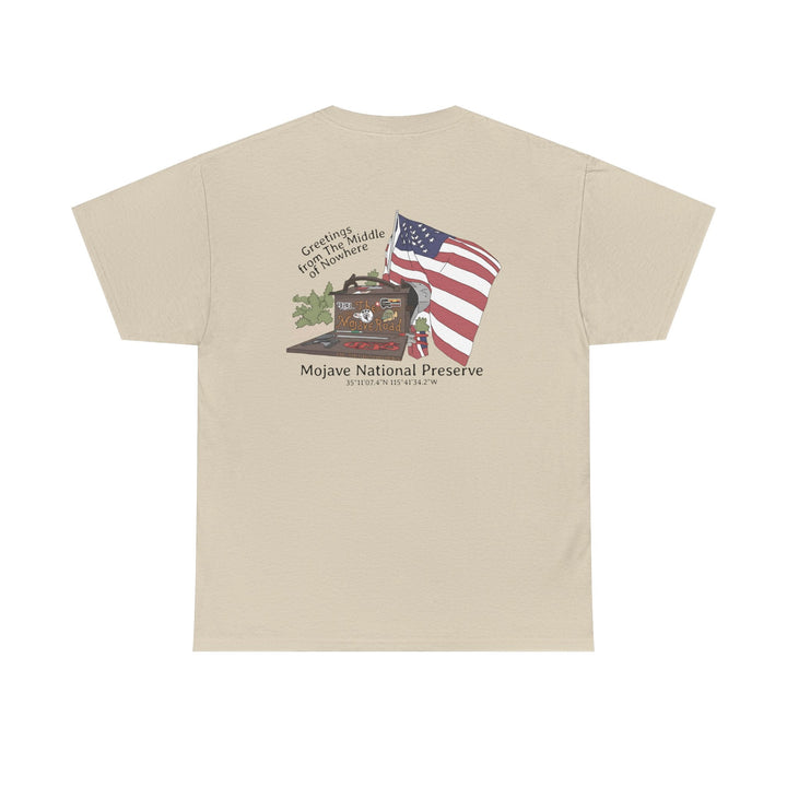 Mojave Mailbox T‑Shirt — Greetings from the Middle of Nowhere! - T-Shirt - Sand - OC Designworks