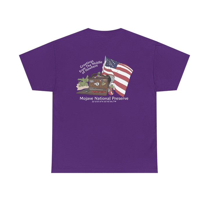 Mojave Mailbox T‑Shirt — Greetings from the Middle of Nowhere! - T-Shirt - Purple - OC Designworks
