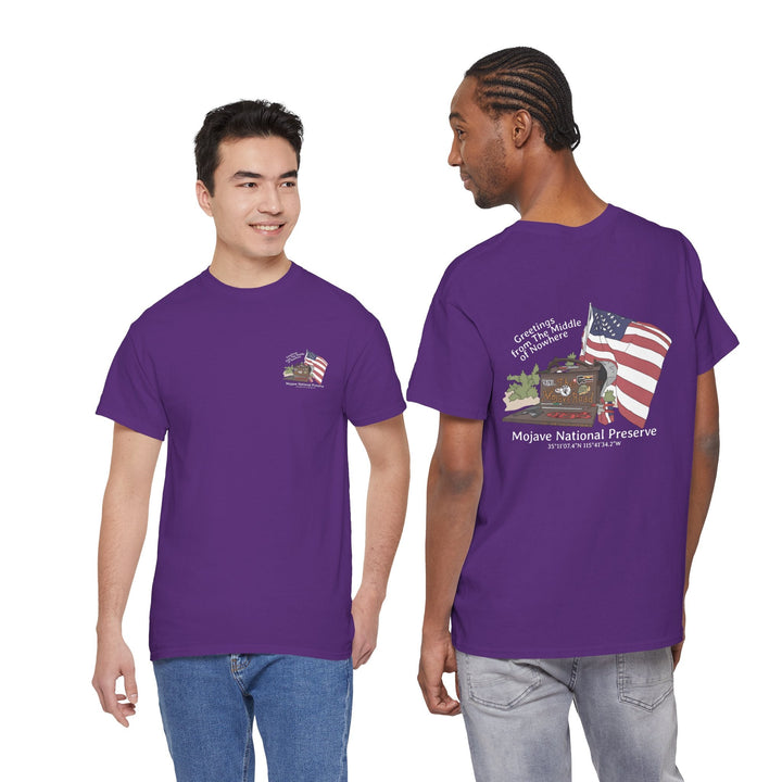 Mojave Mailbox T‑Shirt — Greetings from the Middle of Nowhere! - T-Shirt - Purple - OC Designworks
