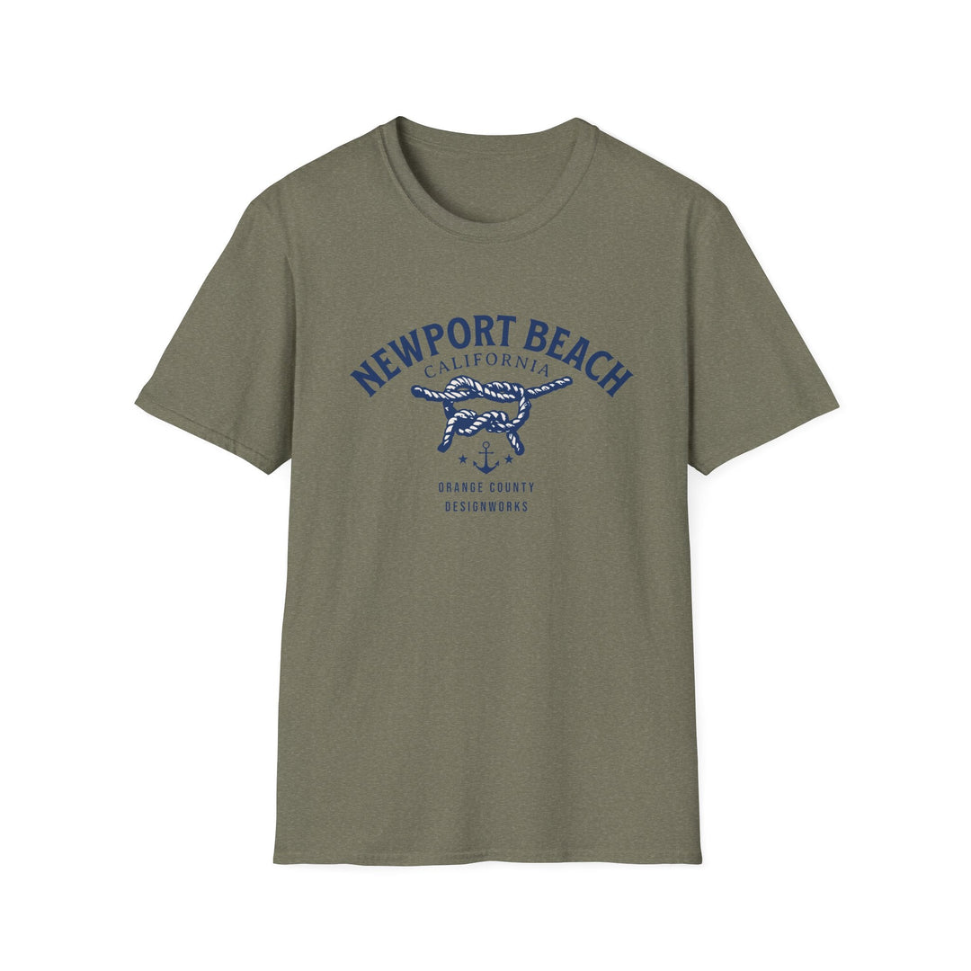 Newport Beach California Sailing Knot T-Shirt - T-Shirt - Heather Military Green - OC Designworks