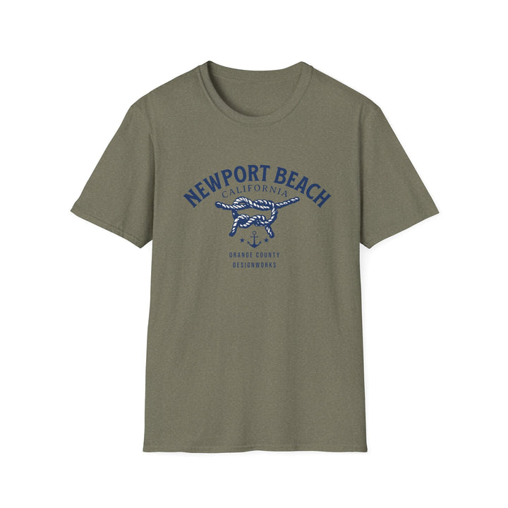 Newport Beach California Sailing Knot T-Shirt - T-Shirt - Heather Military Green - OC Designworks