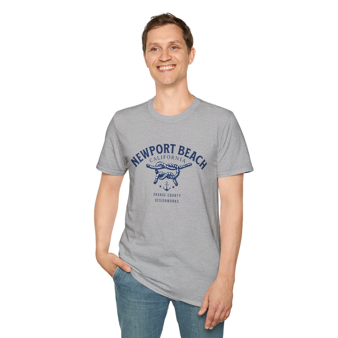 Newport Beach California Sailing Knot T-Shirt - T-Shirt - Sport Grey - OC Designworks