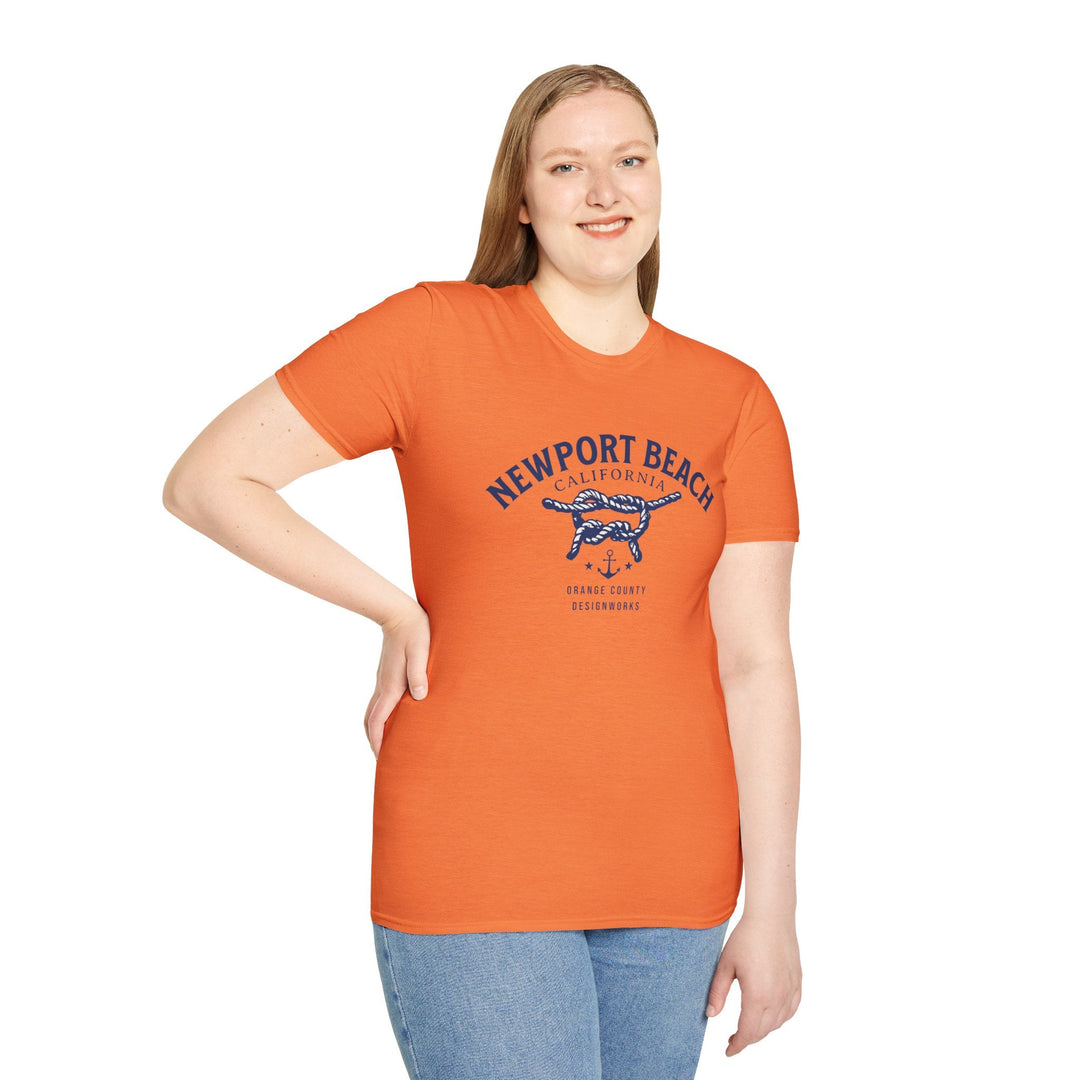 Newport Beach California Sailing Knot T-Shirt - T-Shirt - Heather Orange - OC Designworks