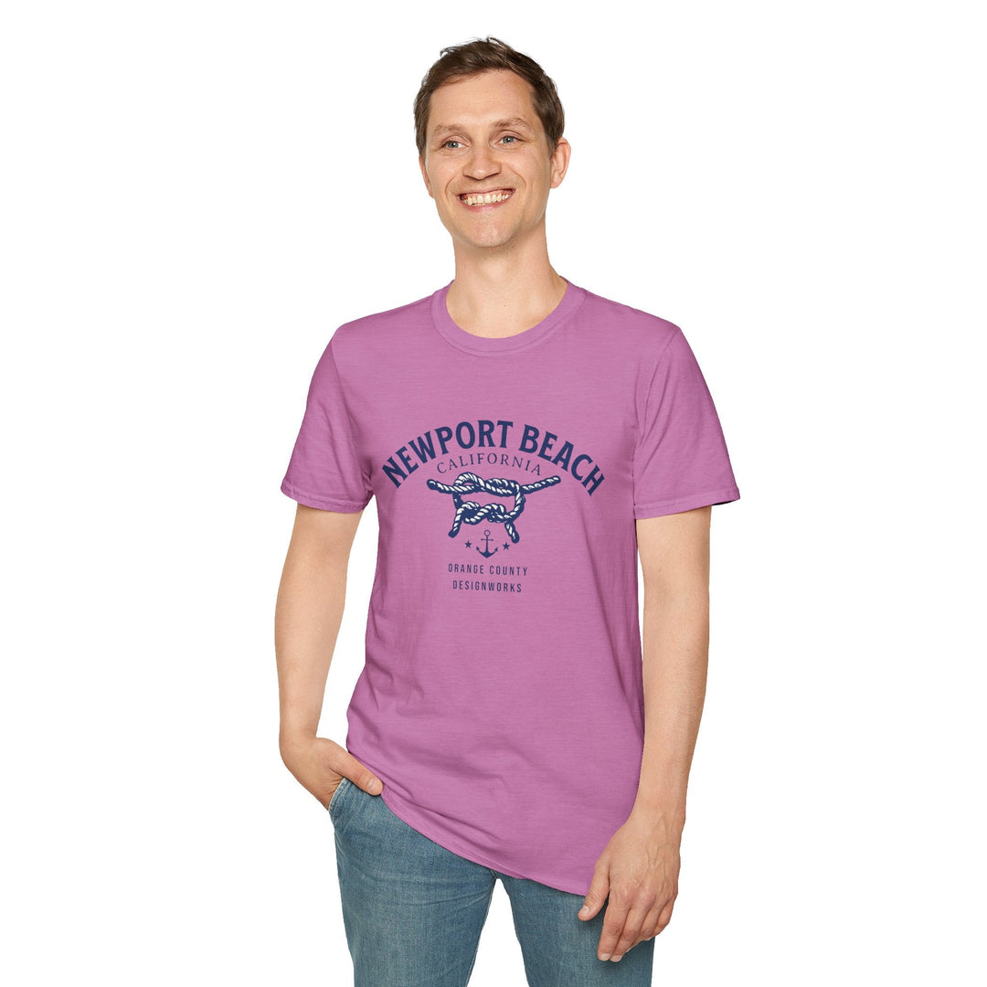 Newport Beach California Sailing Knot T-Shirt - T-Shirt - Heather Radiant Orchid - OC Designworks