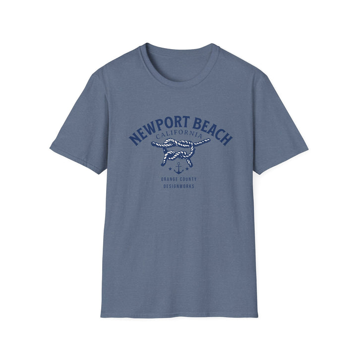 Newport Beach California Sailing Knot T-Shirt - T-Shirt - Heather Indigo - OC Designworks