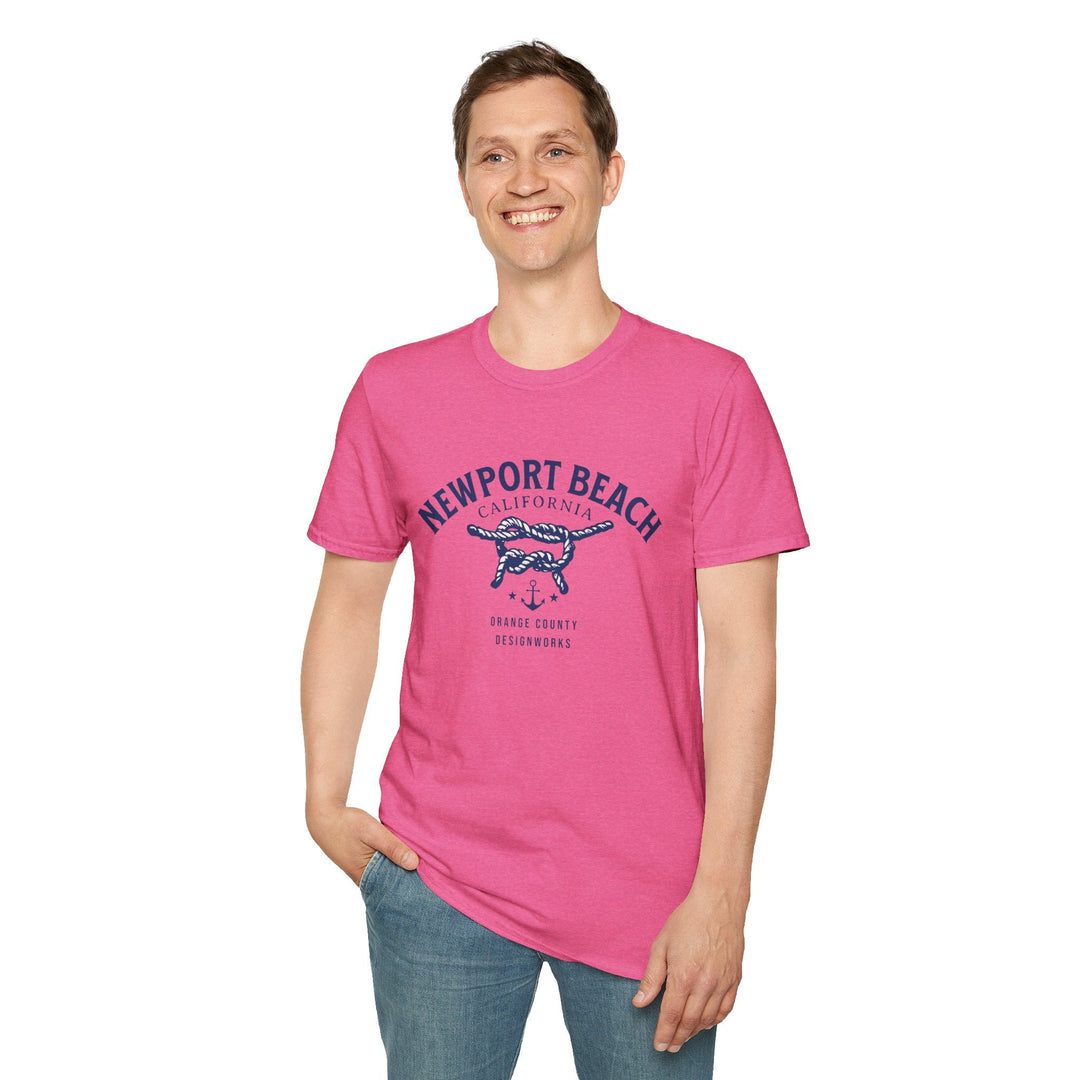 Newport Beach California Sailing Knot T-Shirt - T-Shirt - Heather Heliconia - OC Designworks