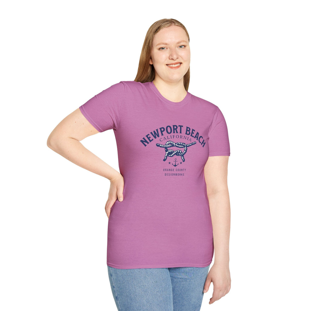 Newport Beach California Sailing Knot T-Shirt - T-Shirt - Heather Radiant Orchid - OC Designworks